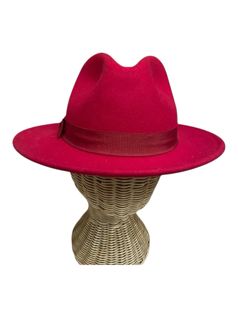 August Accessories Womens Red 100% Wool Felt Fedora Hat Vintage 90s Fall/Winter